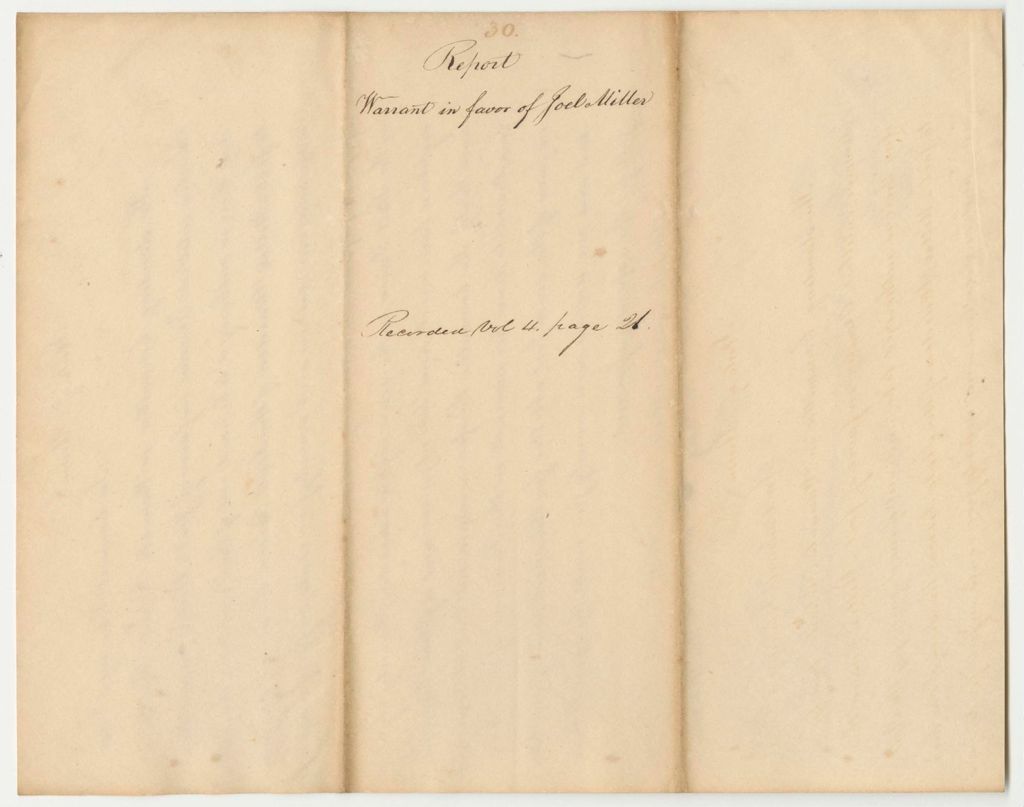 Miniature of Report 30: Report on the Warrant in Favor of Joel Miller, Warden of the State Prison