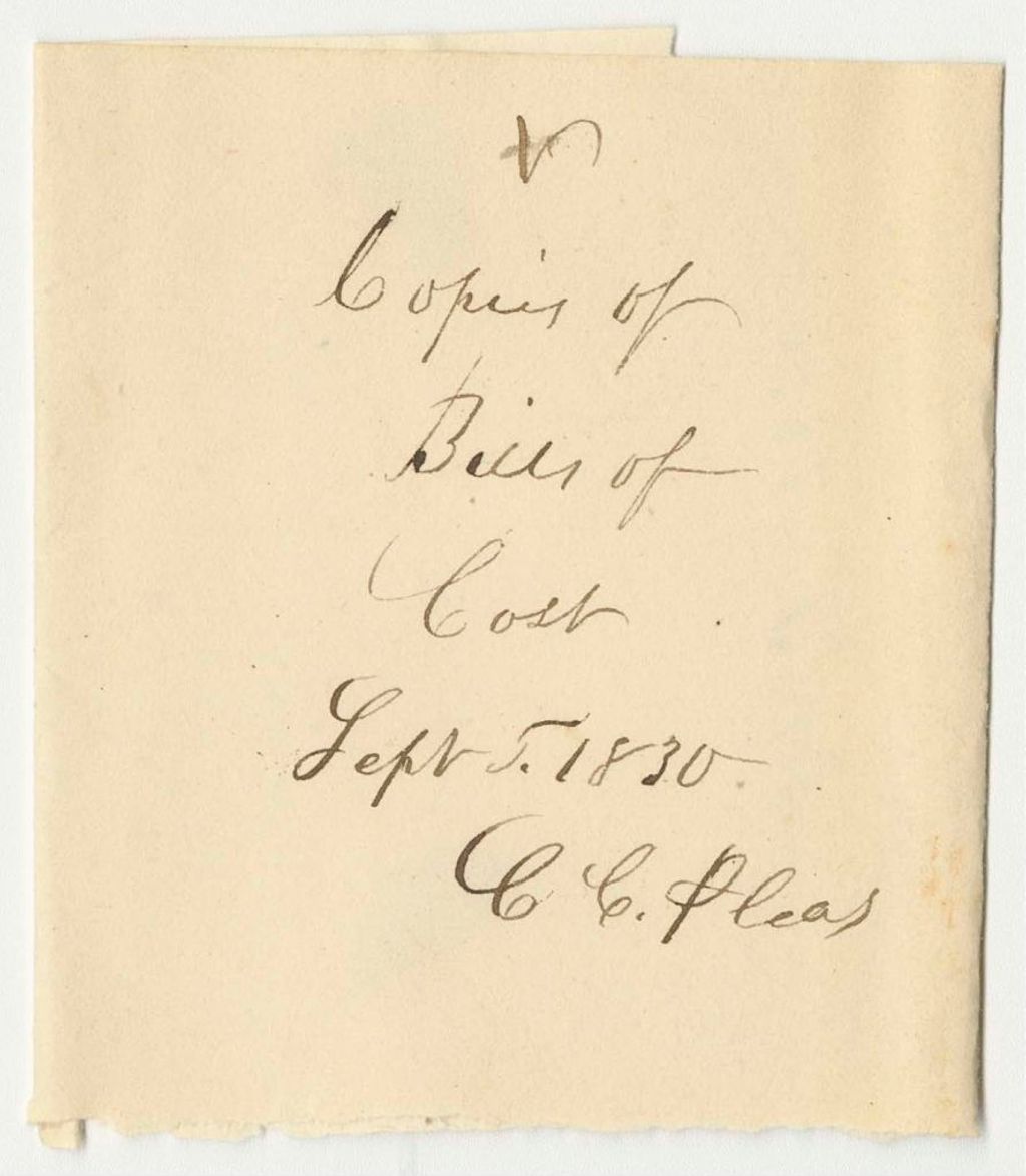 Miniature of Bills of Costs in the Court of Common Pleas in Washington County, September Term 1830