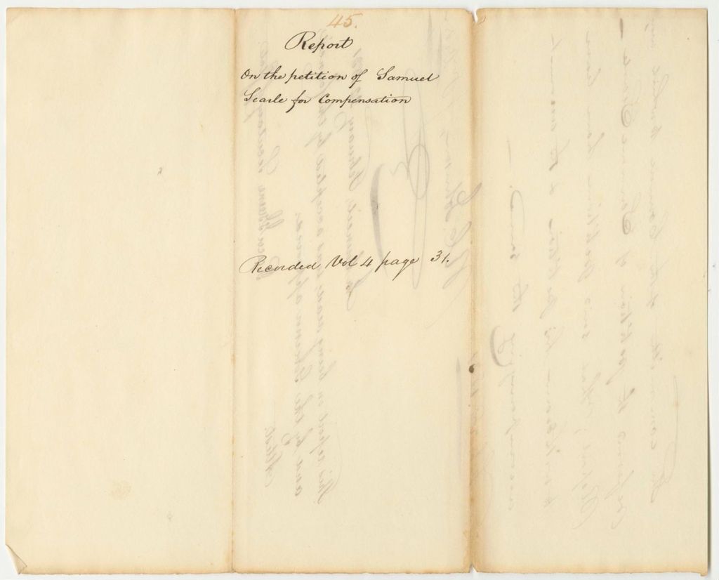 Miniature of Report 45: Report on the Petition of Samuel Searle for Compensation as Agent to Superintend the Labor on the Canada Road