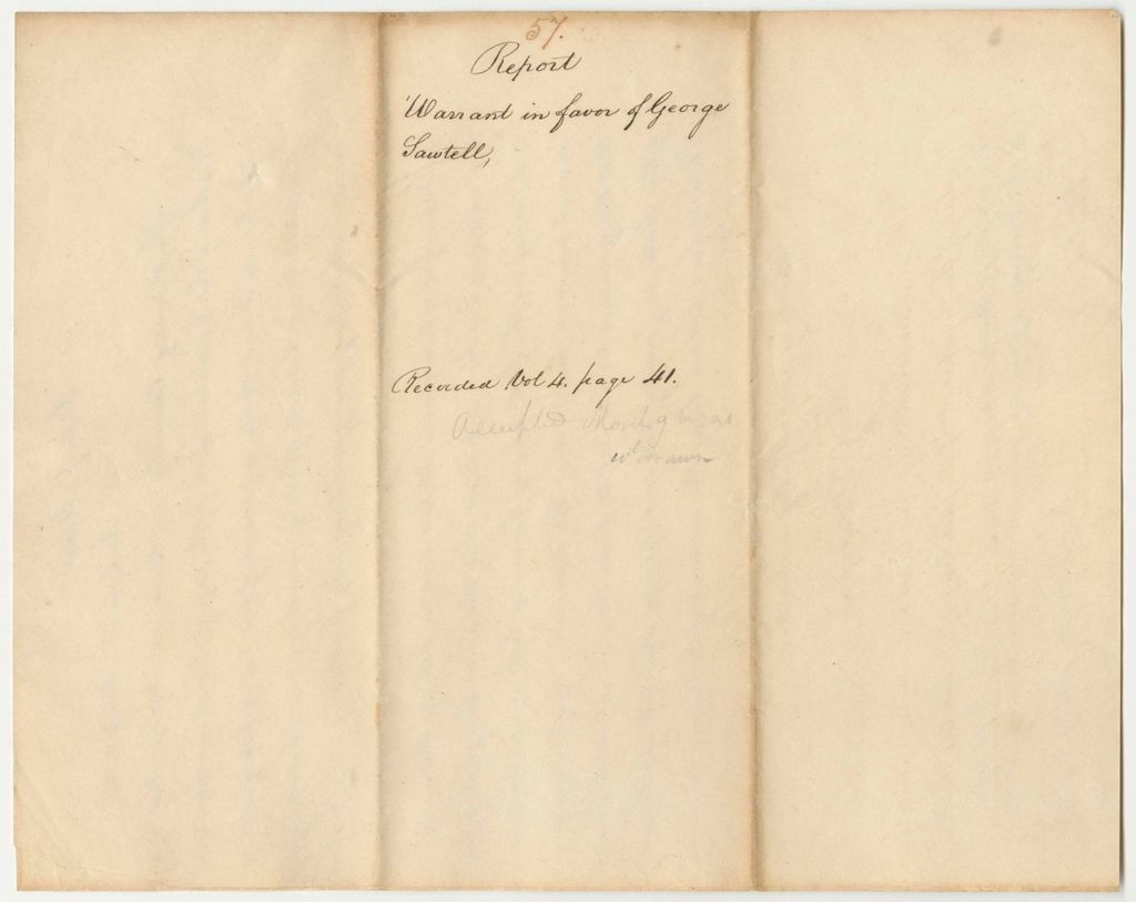 Miniature of Report 57: Report on the Warrant in Favor of George Sawtell for a Pension