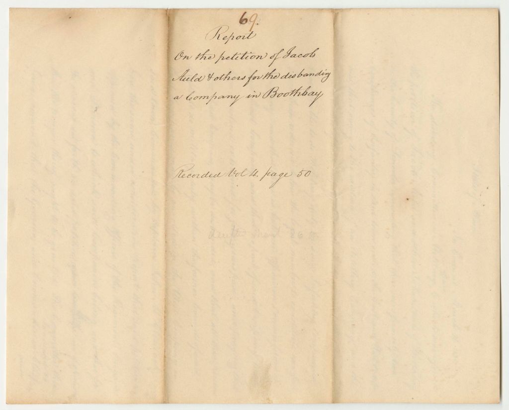 Miniature of Report 69: Report on the Petition of Jacob Auld and Others for Disbanding a Militia in Boothbay