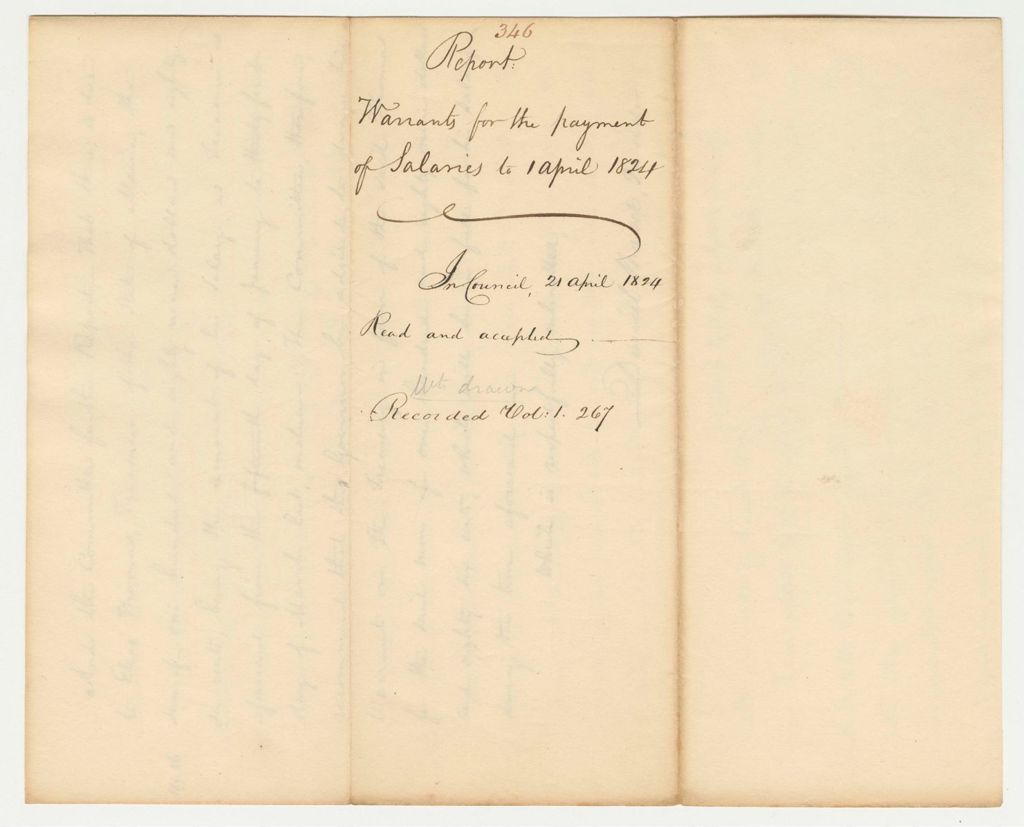 Miniature of Report 346: Report on the Warrant on the Payment of Salaries Up To April 1824