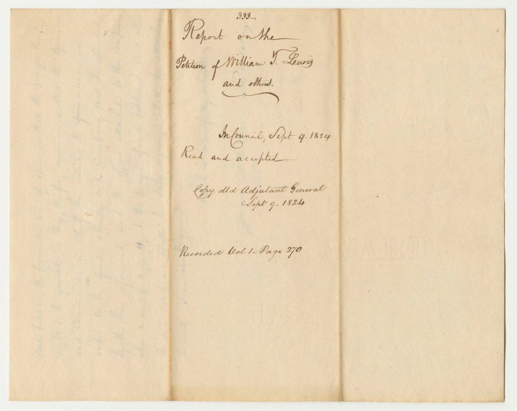 Miniature of Report 333: Report on the Petition of William T. Lewis and Others