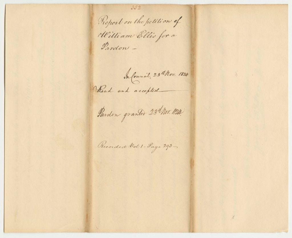 Miniature of Report 352: Report on the Petition of William Ellis for a Pardon