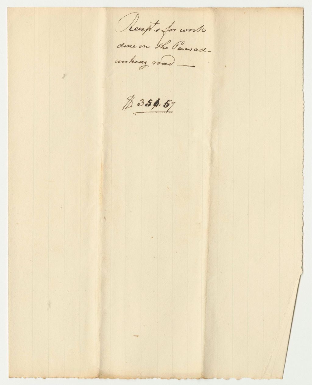 Miniature of Receipts for Work Done on the Passadunkeag Road
