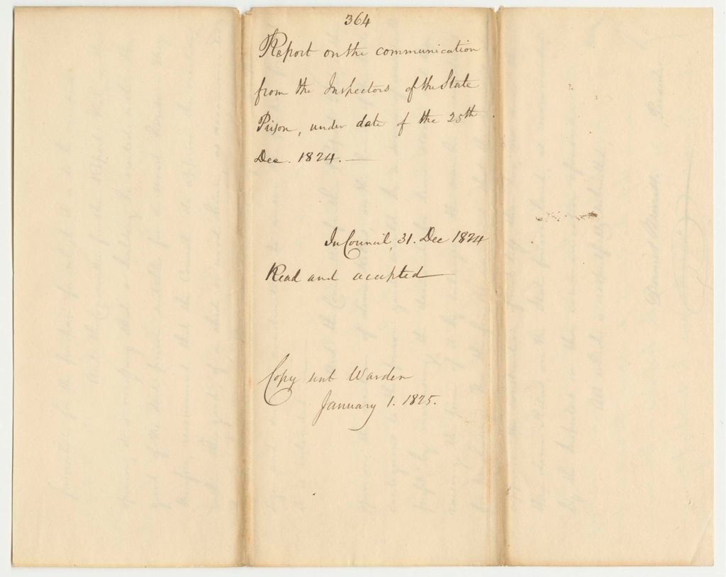 Miniature of Report 364: Report on the Communication from the Inspector of the State Prison