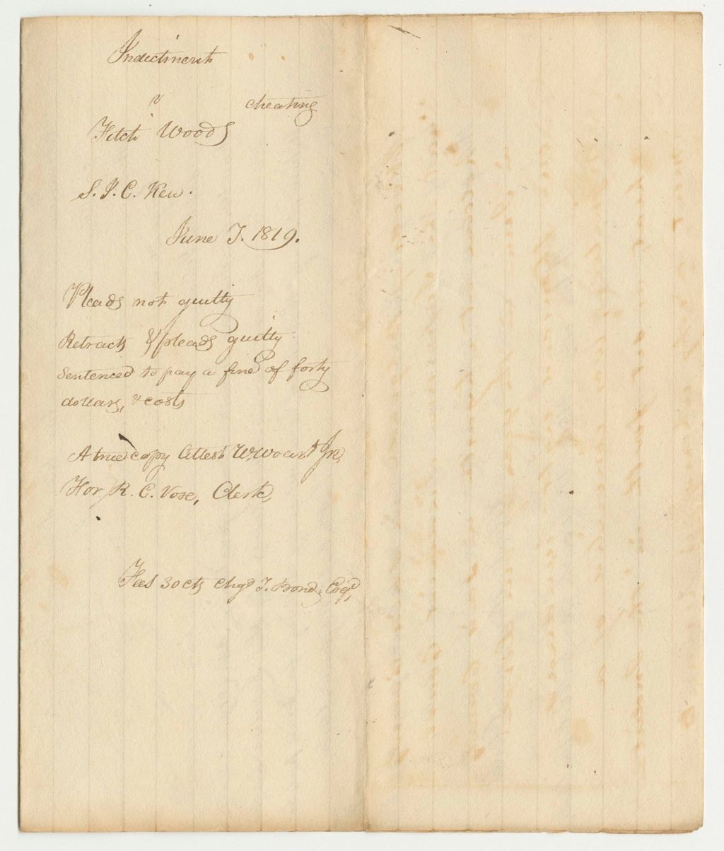Miniature of Copy of Indictment of Fitch Woods
