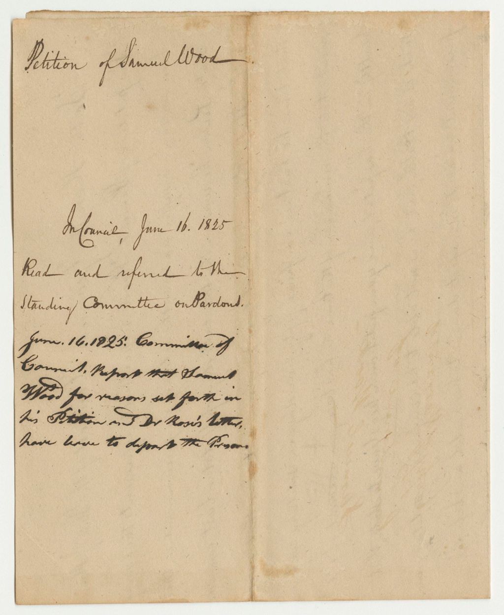 Miniature of Petition of Samuel Wood