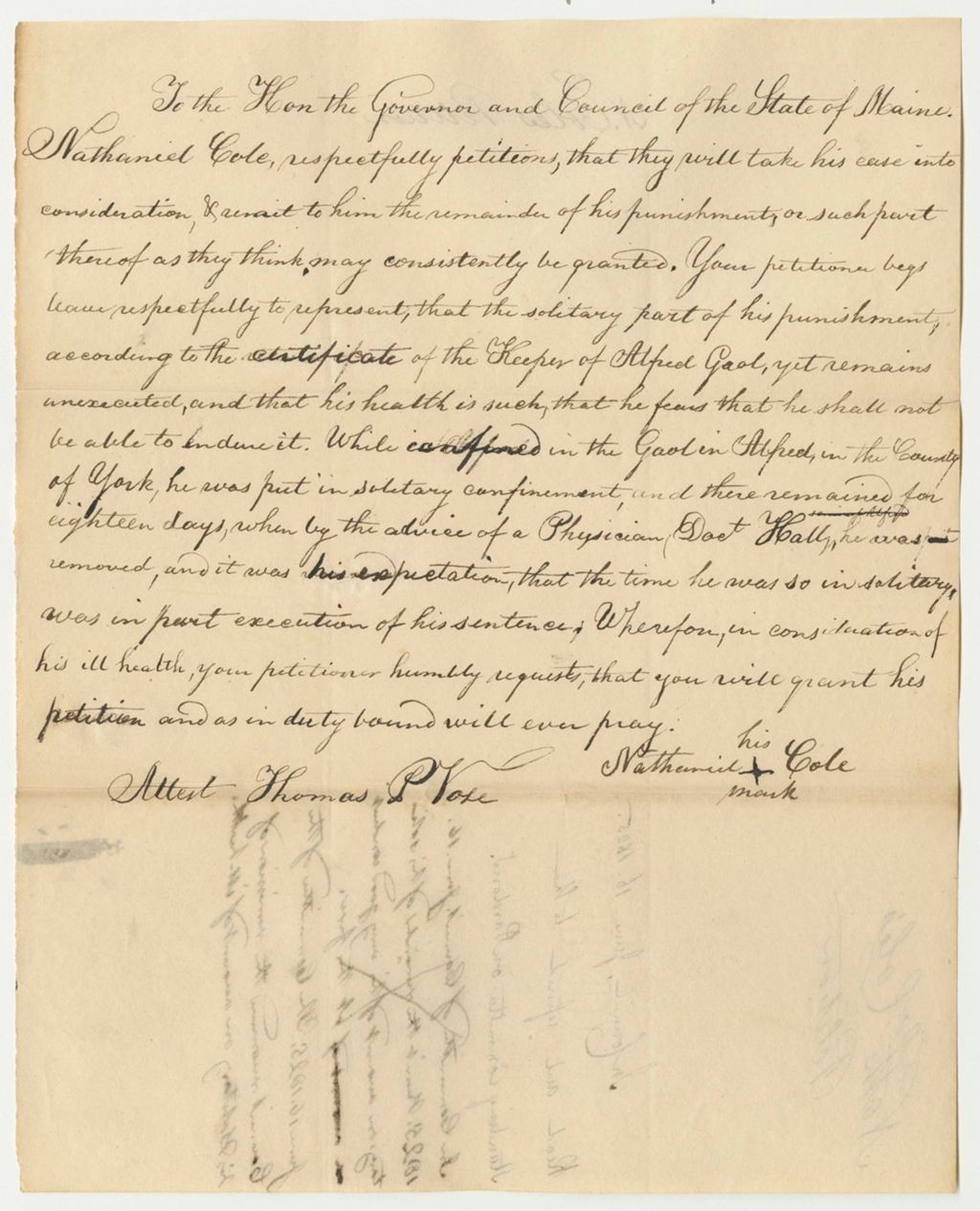 Miniature of Nathaniel Cole's Petition