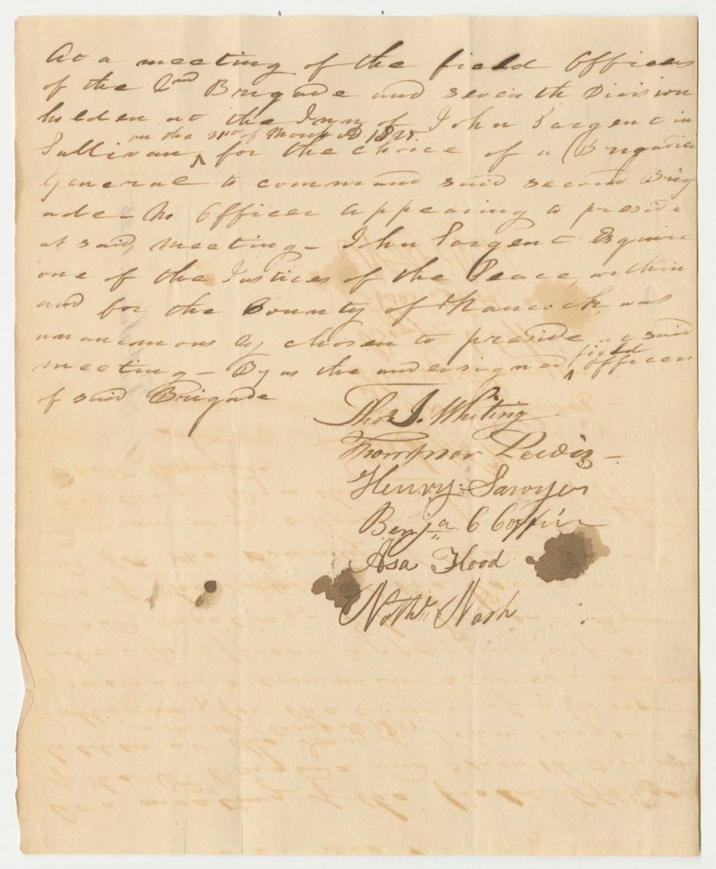 Miniature of Meeting of the Field Officers of the 2nd Brigade and 7th Division to Select a Brigadier General for Said Brigade