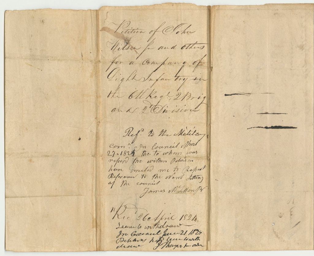 Miniature of Petition of John Wilson Jr. and Others for a Company of Light Infantry in the 6th Reg. 2nd Brig. 2nd Div.