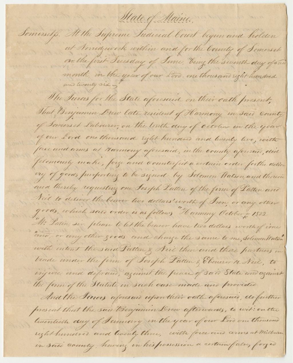 Miniature of State of Maine vs. Benjamin Drew Conviction