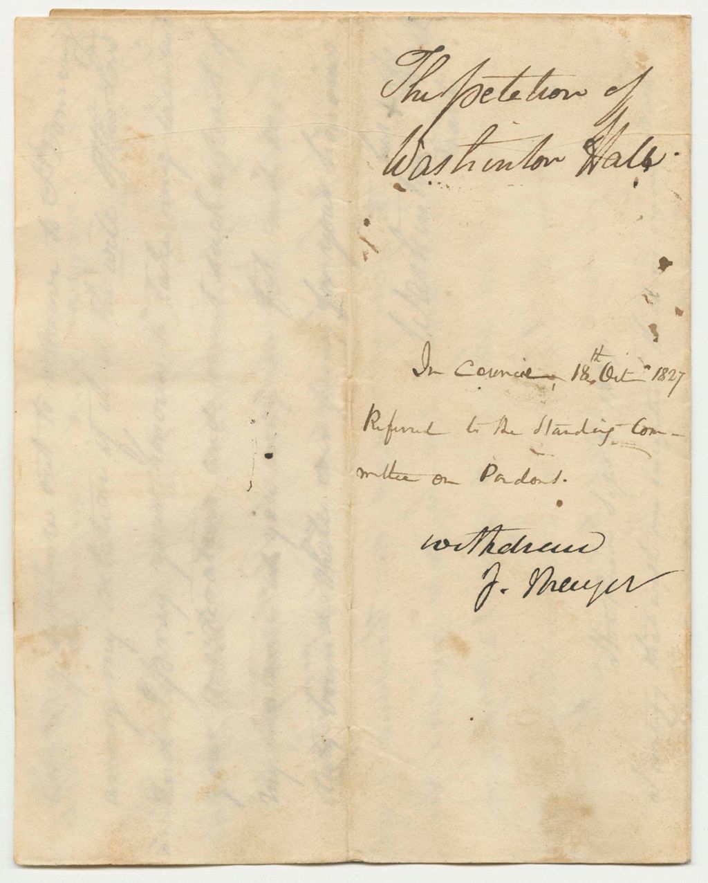 Miniature of Petition of Washington Hale for a Pardon