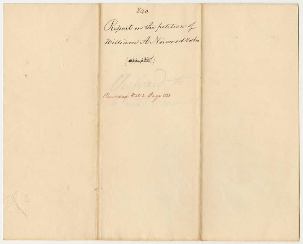 Miniature of Report 840: Report on the Petition of William A. Norwood and Others for a Company of Artillery in Camden