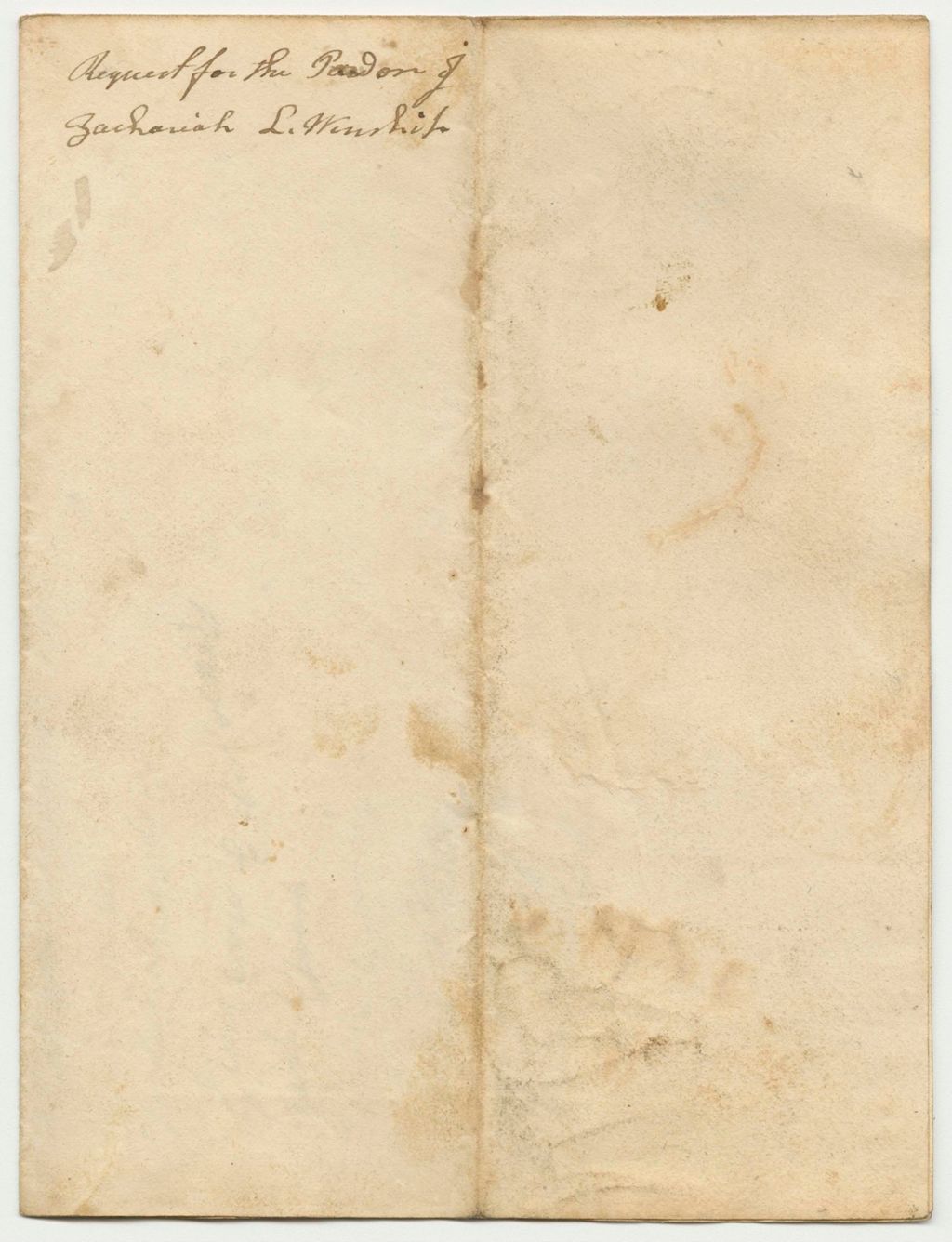 Miniature of Zachariah L. Winship Request for Pardon