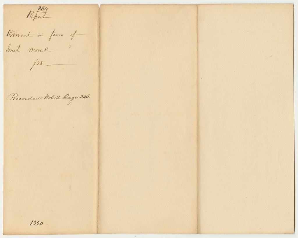 Miniature of Report 864: Report on the Warrant in Favor of Josiah Morrill for a Pension