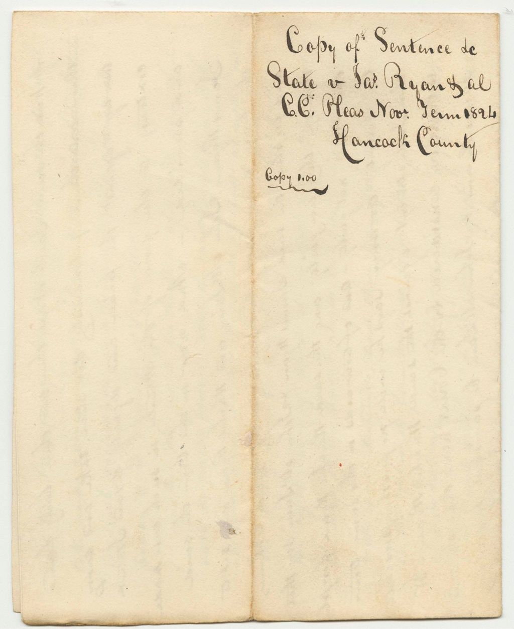 Miniature of State of Maine vs. James Ryan, Copy of Sentence