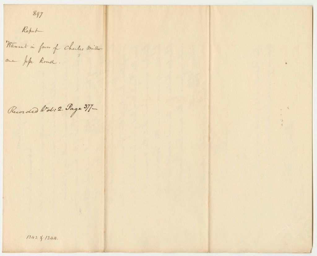 Miniature of Report 897: Report on the Warrants in Favor of Charles Miller and Jesse Rowell for Travel Expenses to the Legislature Omitted from the Payroll