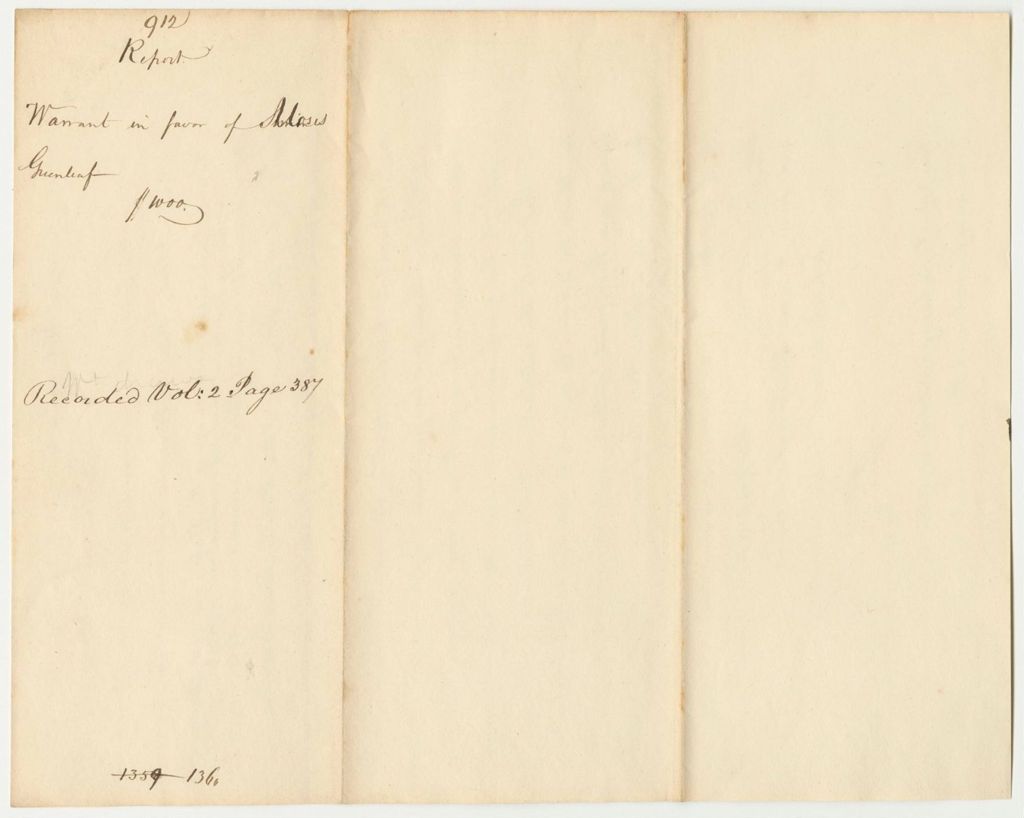 Miniature of Report 912: Report on the Warrant in Favor of Moses Greenleaf for Maps and a Statistical View of Maine