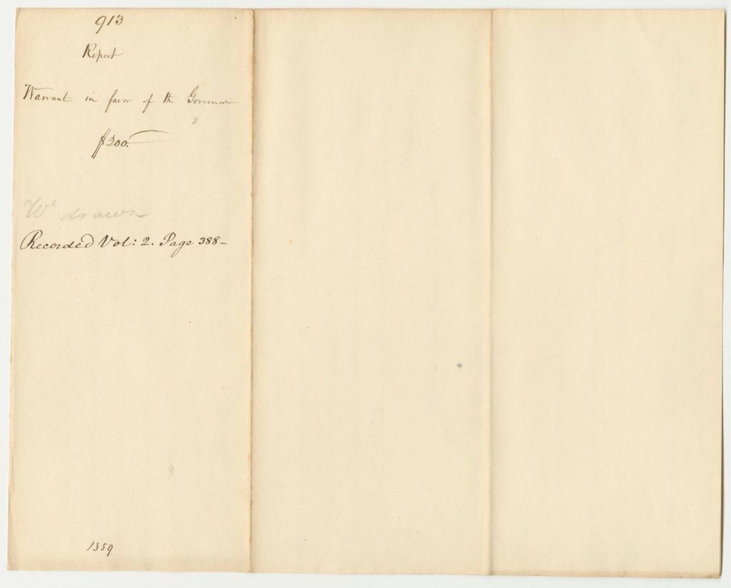 Miniature of Report 913: Report on the Warrant in Favor of the Governor for Contingent Expenses