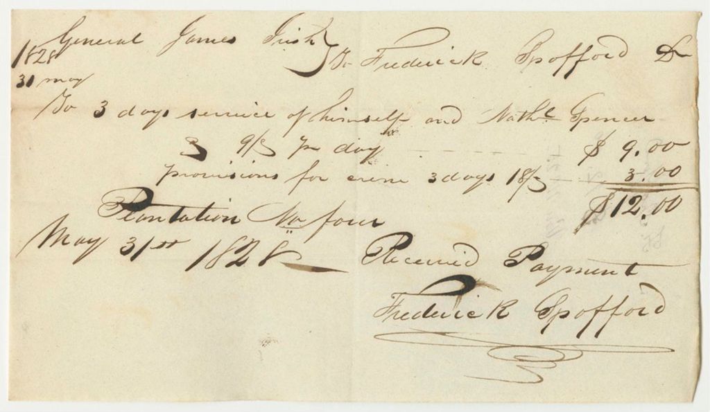 Miniature of Voucher No. 25: Receipt from James Irish to Frederick Spofford