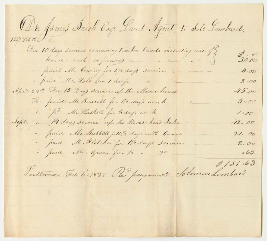 Miniature of Voucher No. 4: Solomon Lombard's Account with James Irish