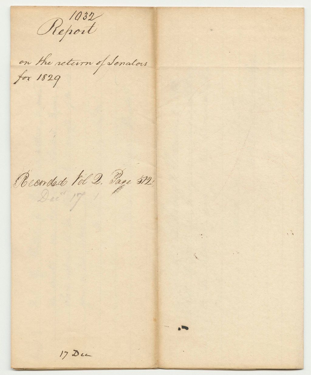 Miniature of Report 1032: Report on the Return of Senators for 1829