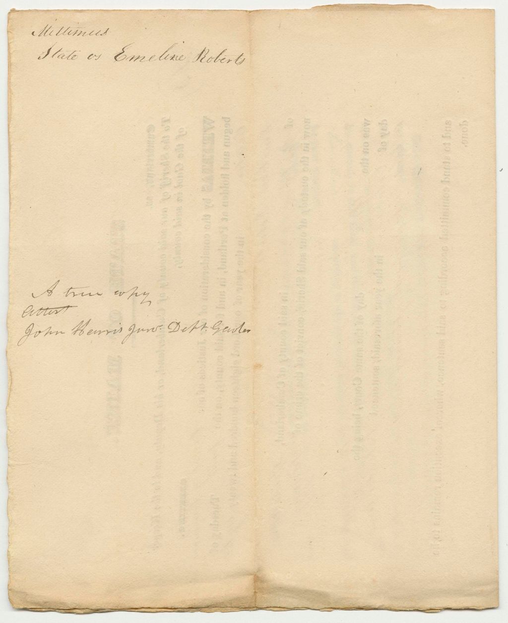 Miniature of State of Maine vs. Emeline Roberts, Copy of Record