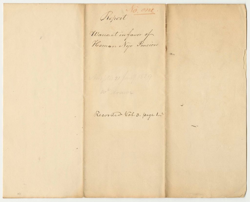 Miniature of Report 1: Report on the Warrant in Favor of Heman Nye for a Pardon