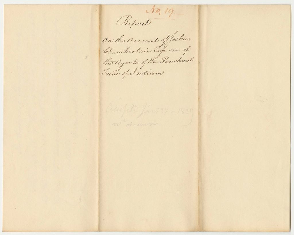Miniature of Report 19: Report on the Account of Joshua Chamberlain, Esq., One of the Agents of the Penobscot Indians