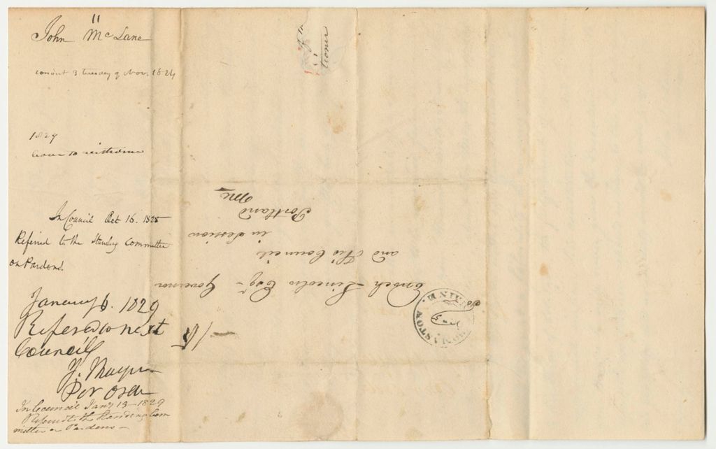 Miniature of Petition of John McLane for a Pardon