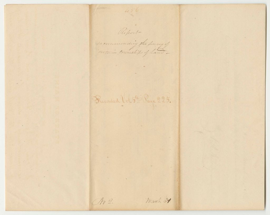 Miniature of Report 456: Report Recommending the Survey of Certain Townships of Land