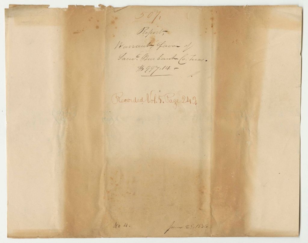 Miniature of Report 507: Warrant in Favor of Samuel Burbank, York County Treasurer