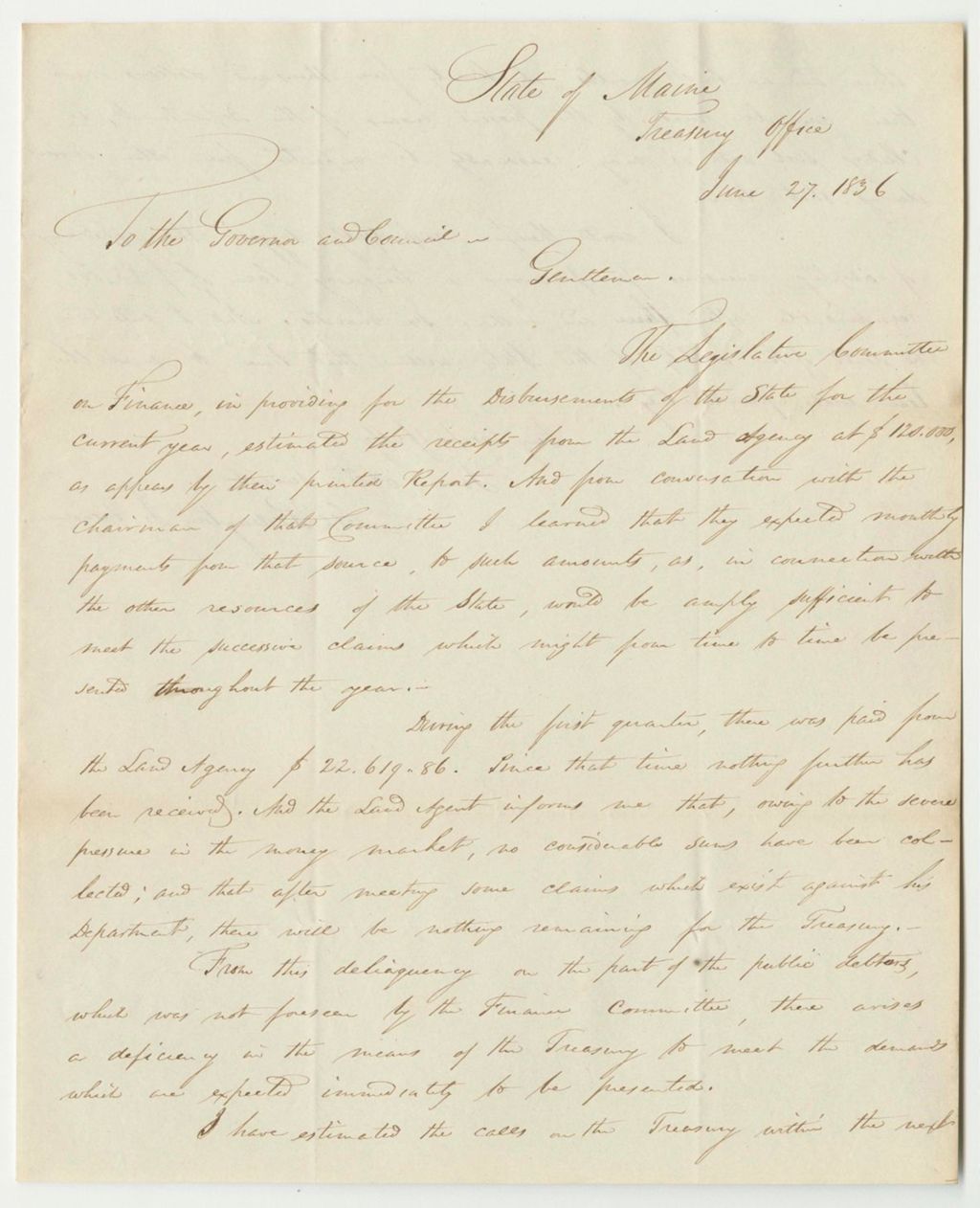 Miniature of Communication from Asa Redington, Jr., Treasurer, Suggesting a Temporary Loan