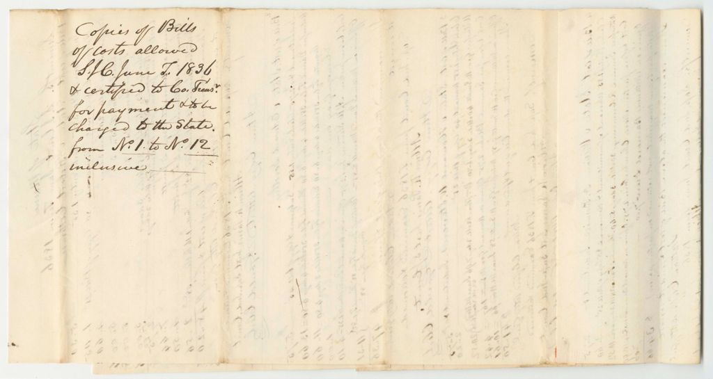 Miniature of Bills of Cost at the Supreme Judicial Court in Somerset County, June Term 1836