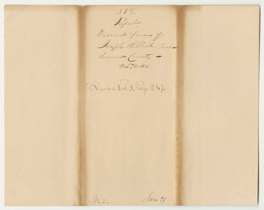 Miniature of Report 518: Warrant in Favor of Joseph Philbrick, Treasure of Somerset County