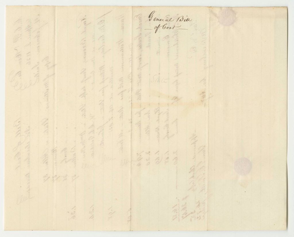 Miniature of Bill of Cost Not Elsewhere Taxed, at the Court of Common Pleas in Kennebec County, April Term 1836