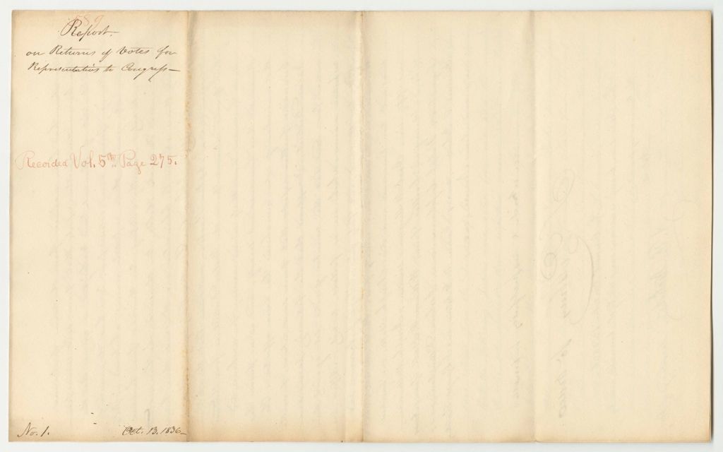 Miniature of Report 589: Report on Returns of Votes for Representative to Congress
