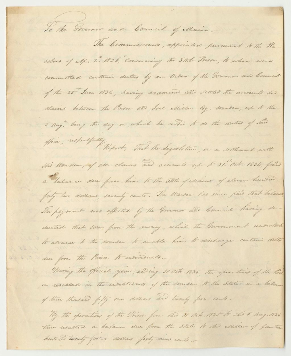 Miniature of Report of the Commission on an Order Relating to the State Prison