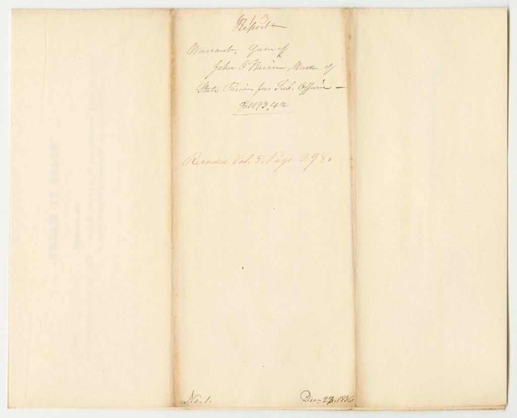 Miniature of Report 613: Warrant in Favor of John O'Brien, Warden of the State Prison for Subordinate Officers