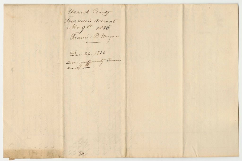 Miniature of Account of Francis B. Morgan, Hancock County Treasurer