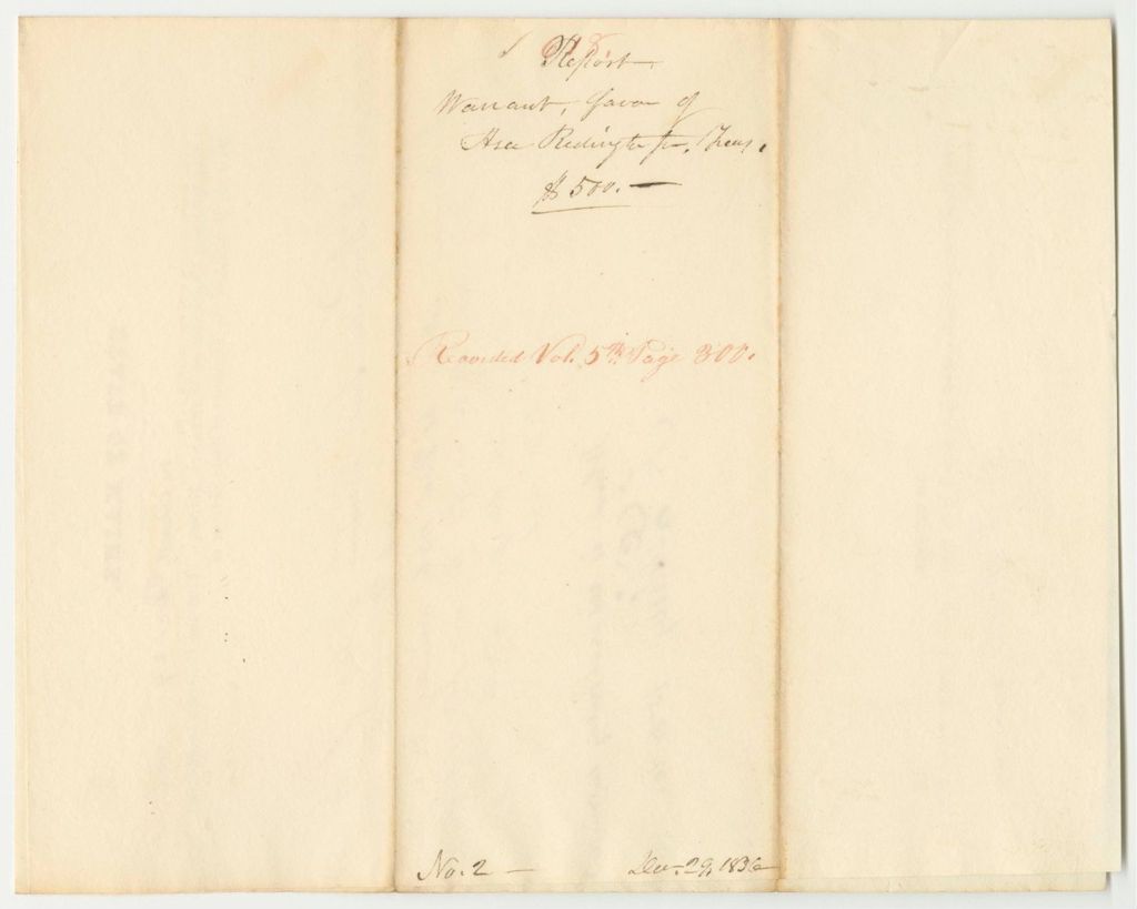 Miniature of Report 618: Warrant in Favor of Asa Redington Jr., State Treasurer, for Clerk Hire
