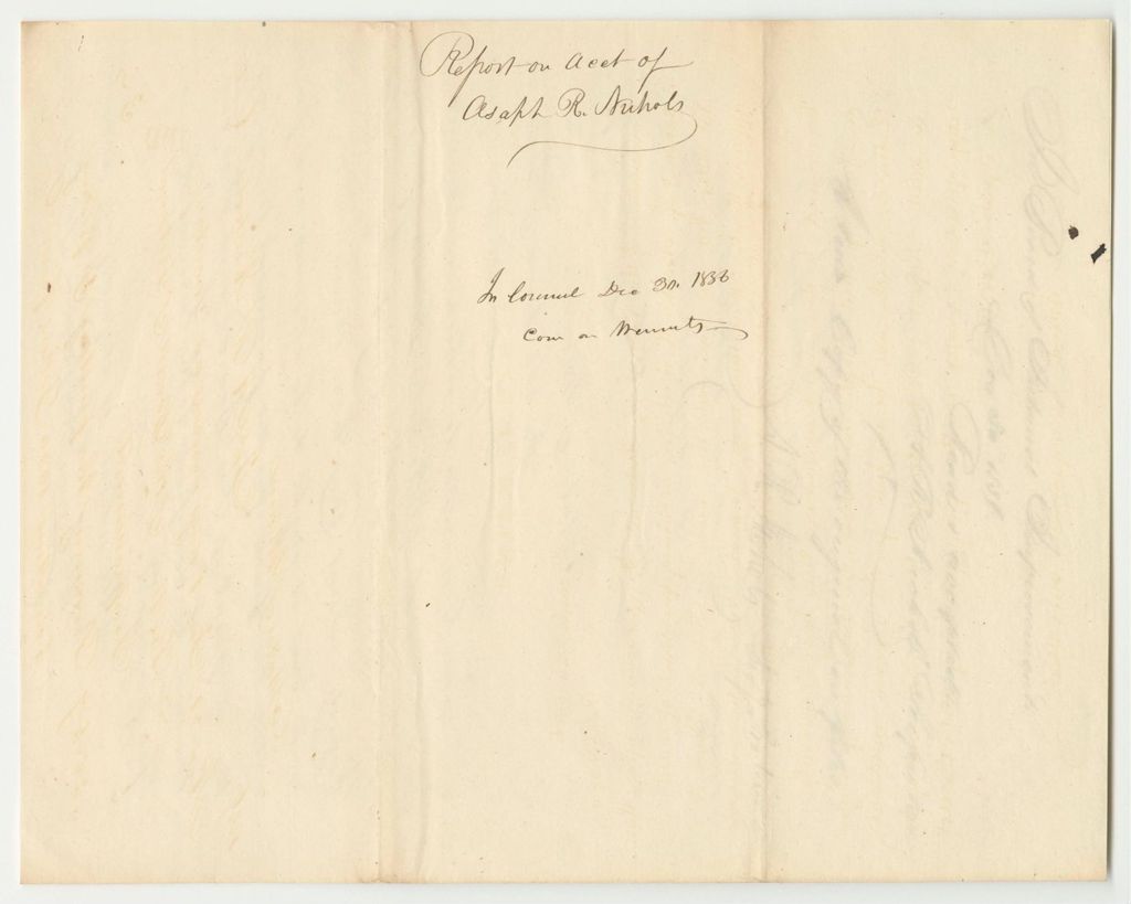 Miniature of Report on the Account of Asaph R. Nichols, Secretary Pro-Tem of the Board of Internal Improvements