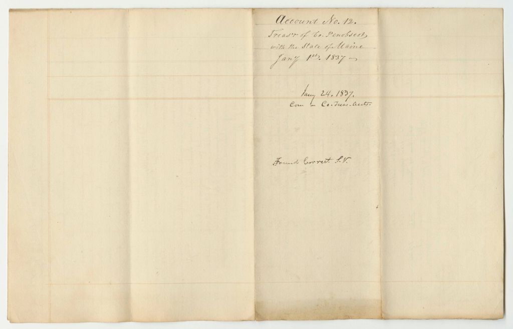 Miniature of Account of Levi Bradley, Treasurer of Penobscot County
