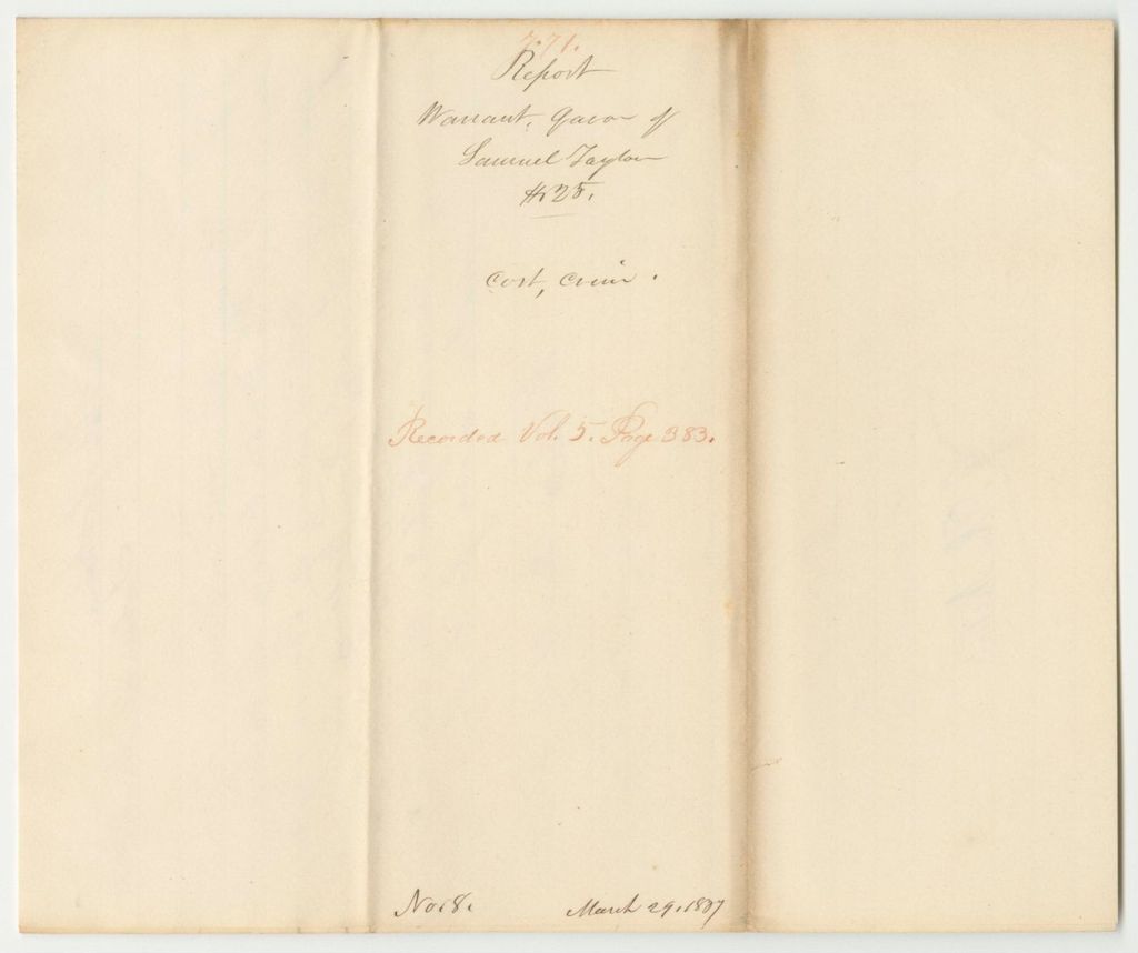 Miniature of Report 771: Warrant in Favor of Samuel Taylor