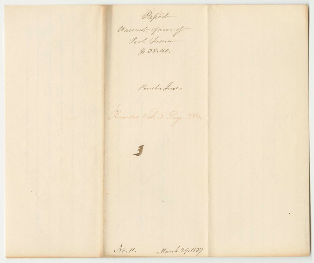 Miniature of Report 774: Warrant in Favor of Peol Tomer, Penobscot Indian