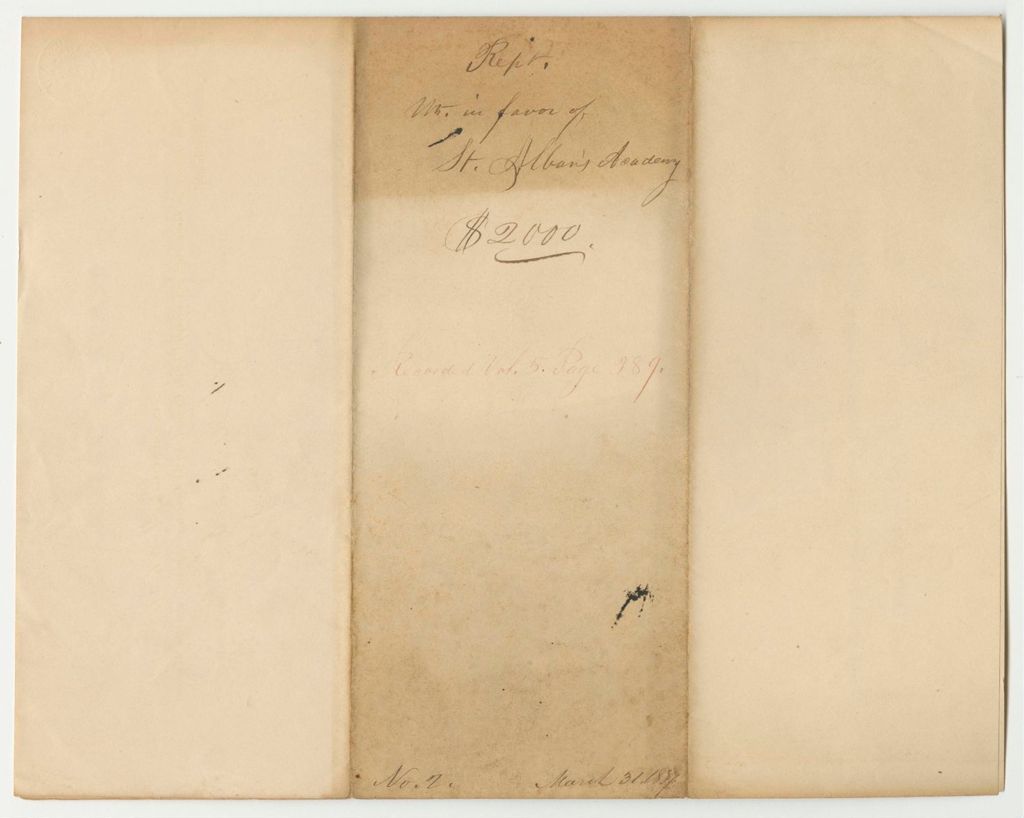 Miniature of Report 785: Warrant in Favor of St. Albans Academy