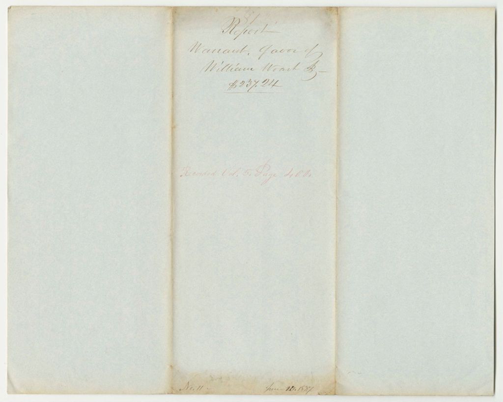 Miniature of Report 812: Warrant in Favor of William Woart Jr., Postmaster of Augusta