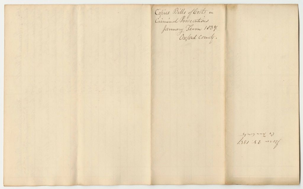 Miniature of Bills of Costs at the Court of Common Pleas in Oxford County, January Term 1837