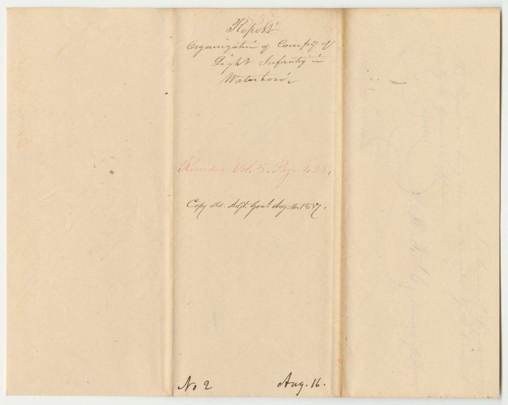 Miniature of Report 857: Report on the Organization of a Company of Light Infantry in Waterboro